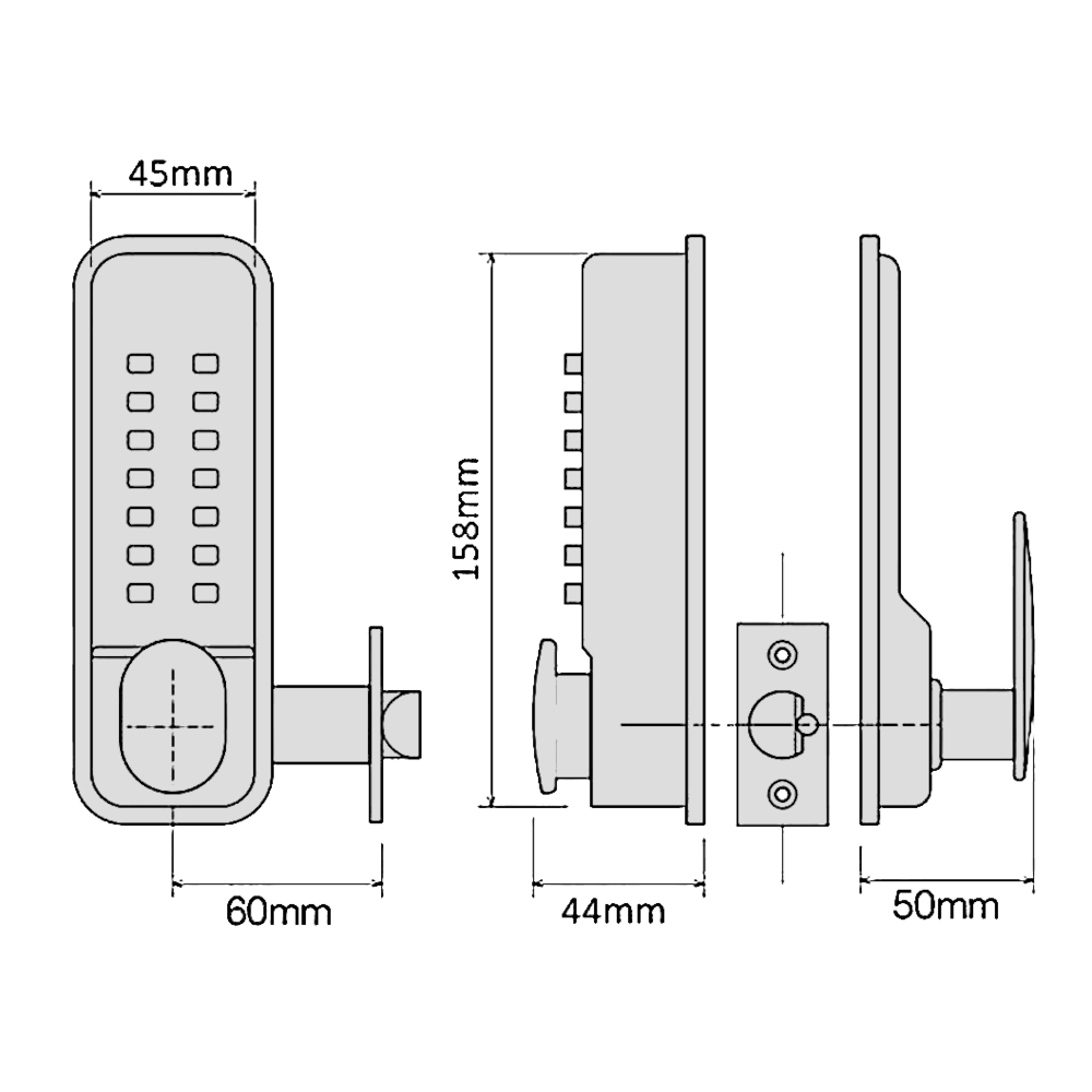 SECUREFAST SBL320 Easy Change Digital Lock with Tubular Latch & Holdback