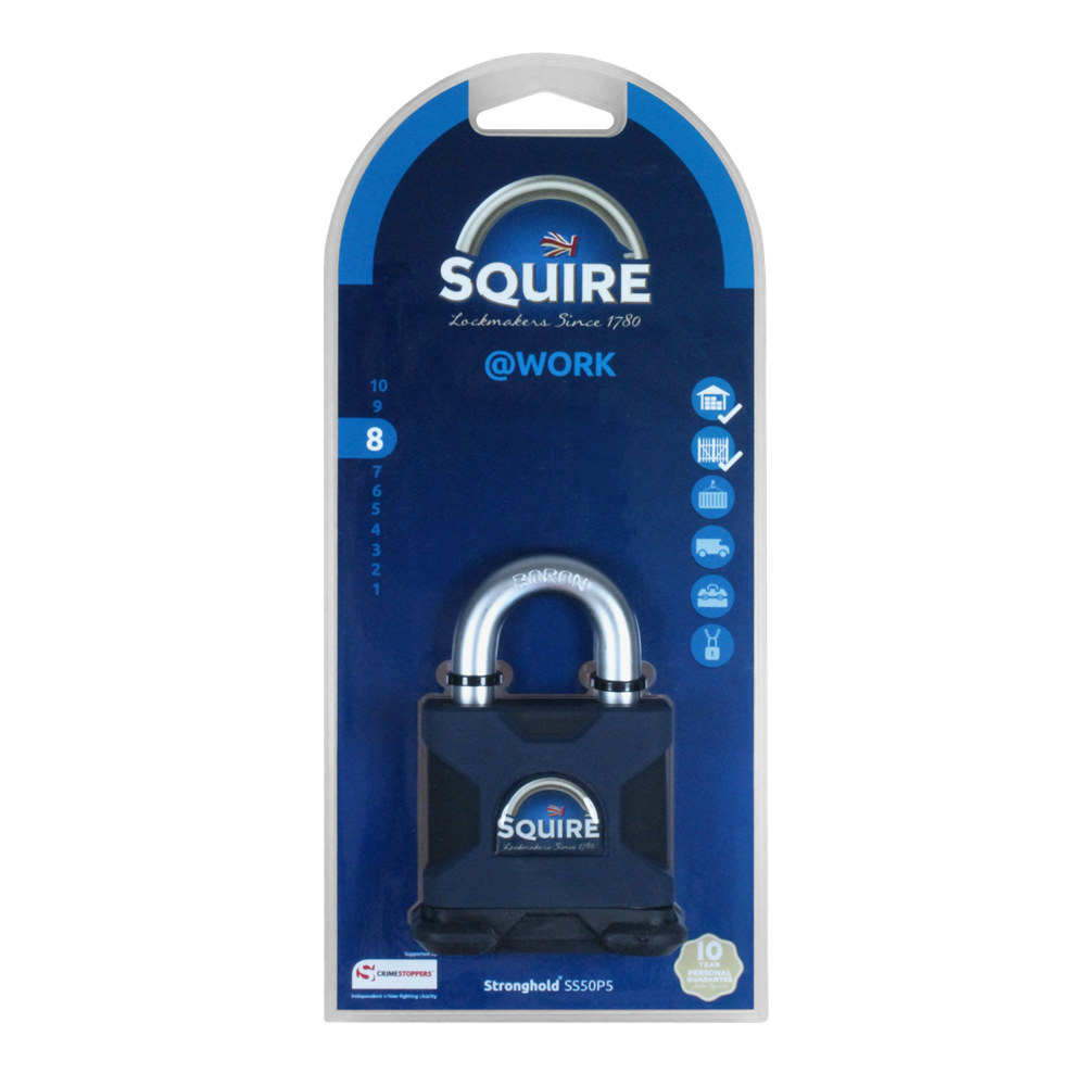 SQUIRE SS50P5 Stronghold Steel 5 Pin Open Shackle Padlock