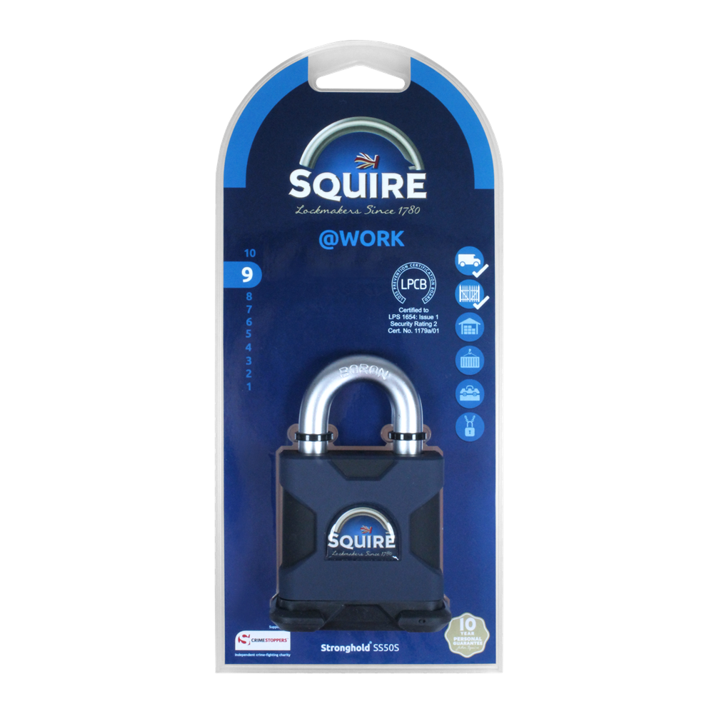 SQUIRE SS50S Stronghold Steel 6 Pin Open Shackle Padlock