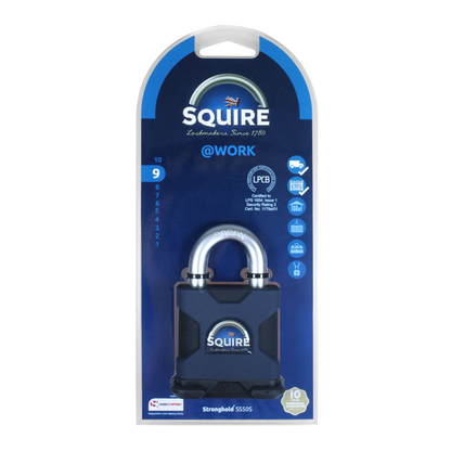 SQUIRE SS50S Stronghold Steel 6 Pin Open Shackle Padlock