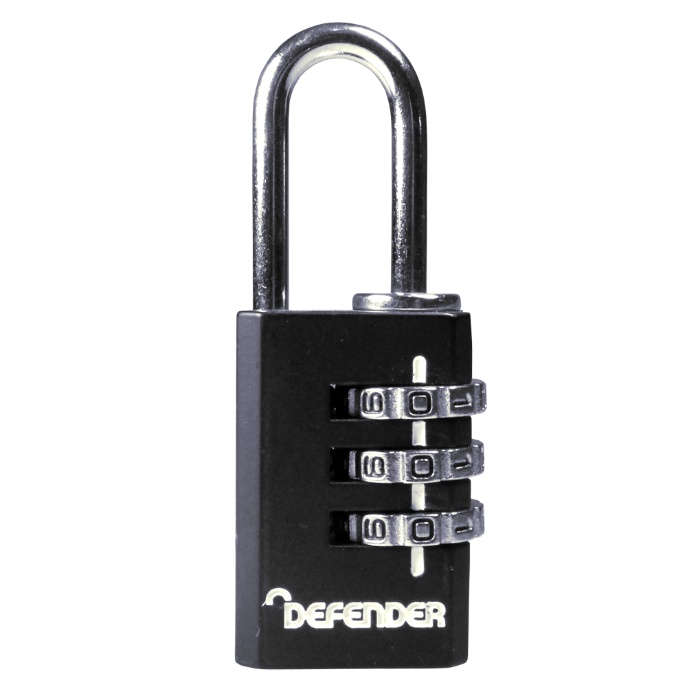 DEFENDER Black Diecast Combination Padlock