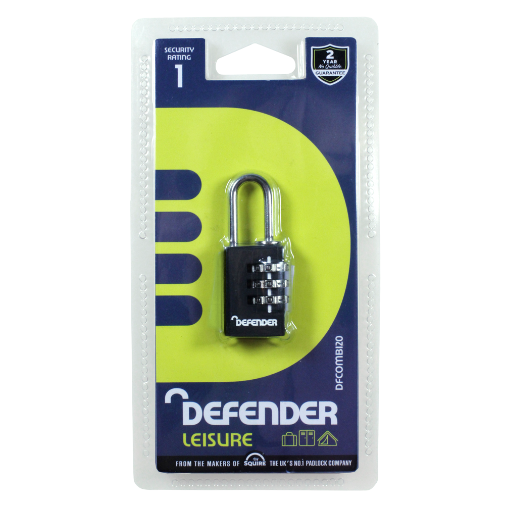 DEFENDER Black Diecast Combination Padlock