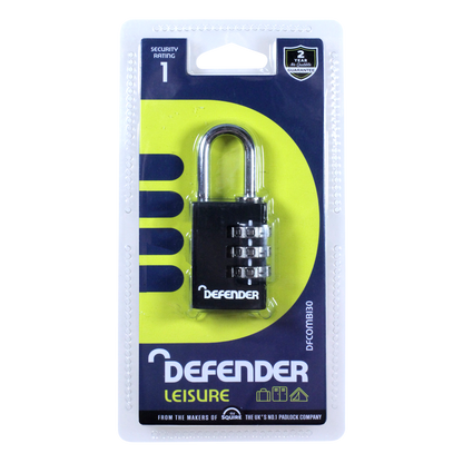 DEFENDER Black Diecast Combination Padlock