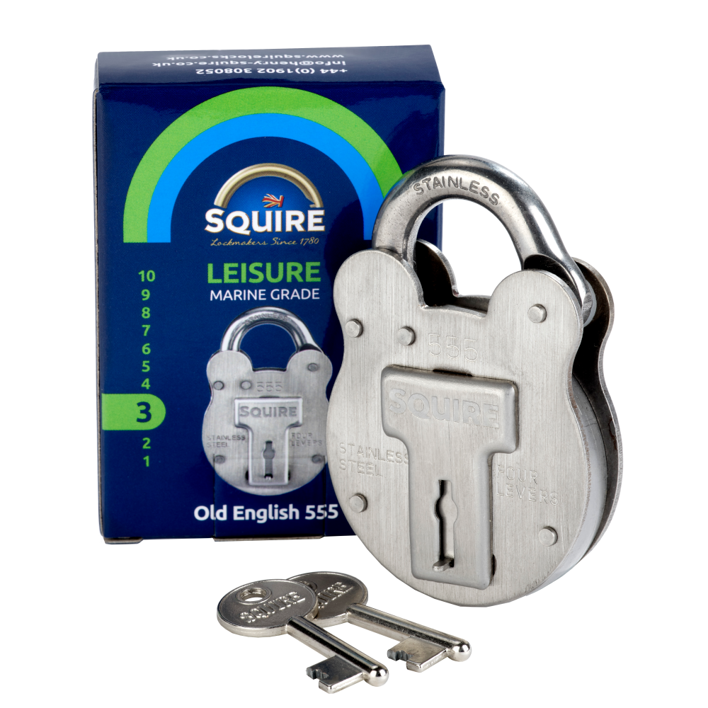 SQUIRE 555 Stainless Steel Old English Marine Padlock