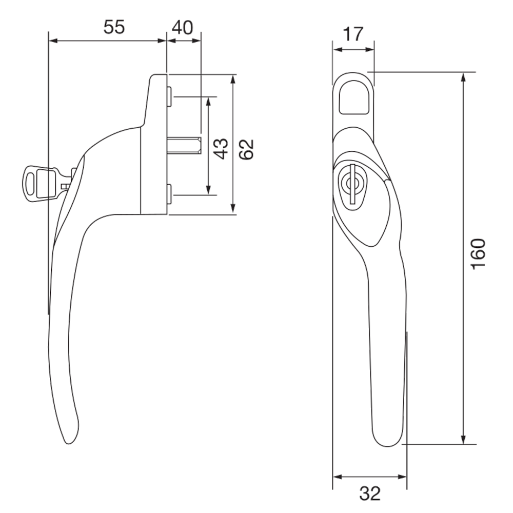TITON Overture E II Locking Espag Window Handle Offset Handed