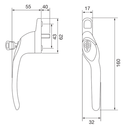 TITON Overture E II Locking Espag Window Handle Offset Handed