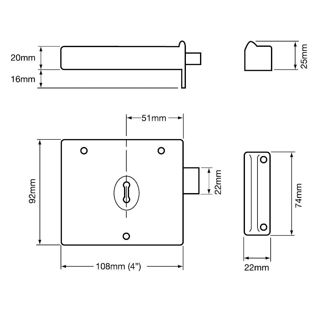 UNION 1116 1 Lever Rim Deadlock