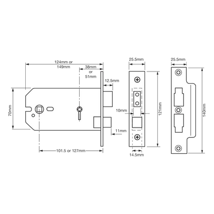 UNION 2026 Horizontal Mortice Bathroom Lock