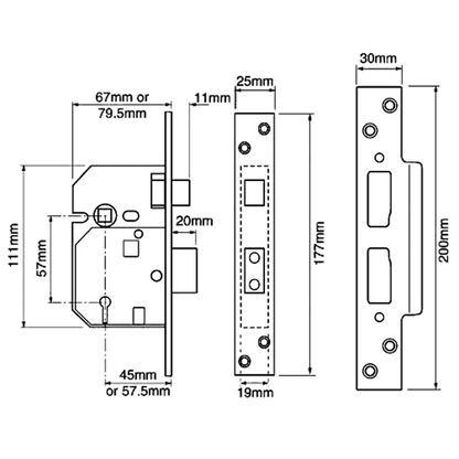 UNION 2234E BS 5 Lever Sashlock