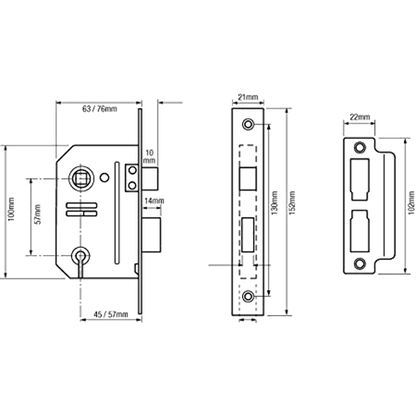 UNION 2243 3 Lever Sashlock