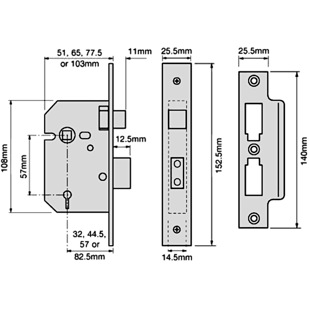 UNION 2277 3 Lever Sashlock