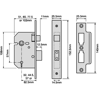 UNION 2277 3 Lever Sashlock