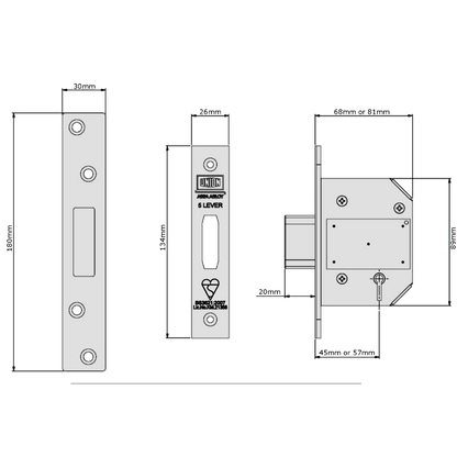UNION J2100S StrongBOLT BS 5 Lever Deadlock