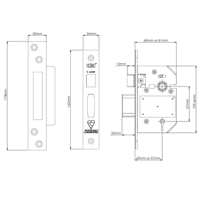 UNION J2200 StrongBOLT BS 5 Lever Sashlock