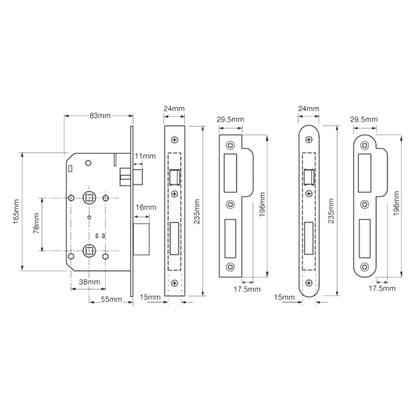 UNION J2C27 DIN Mortice Bathroom Lock