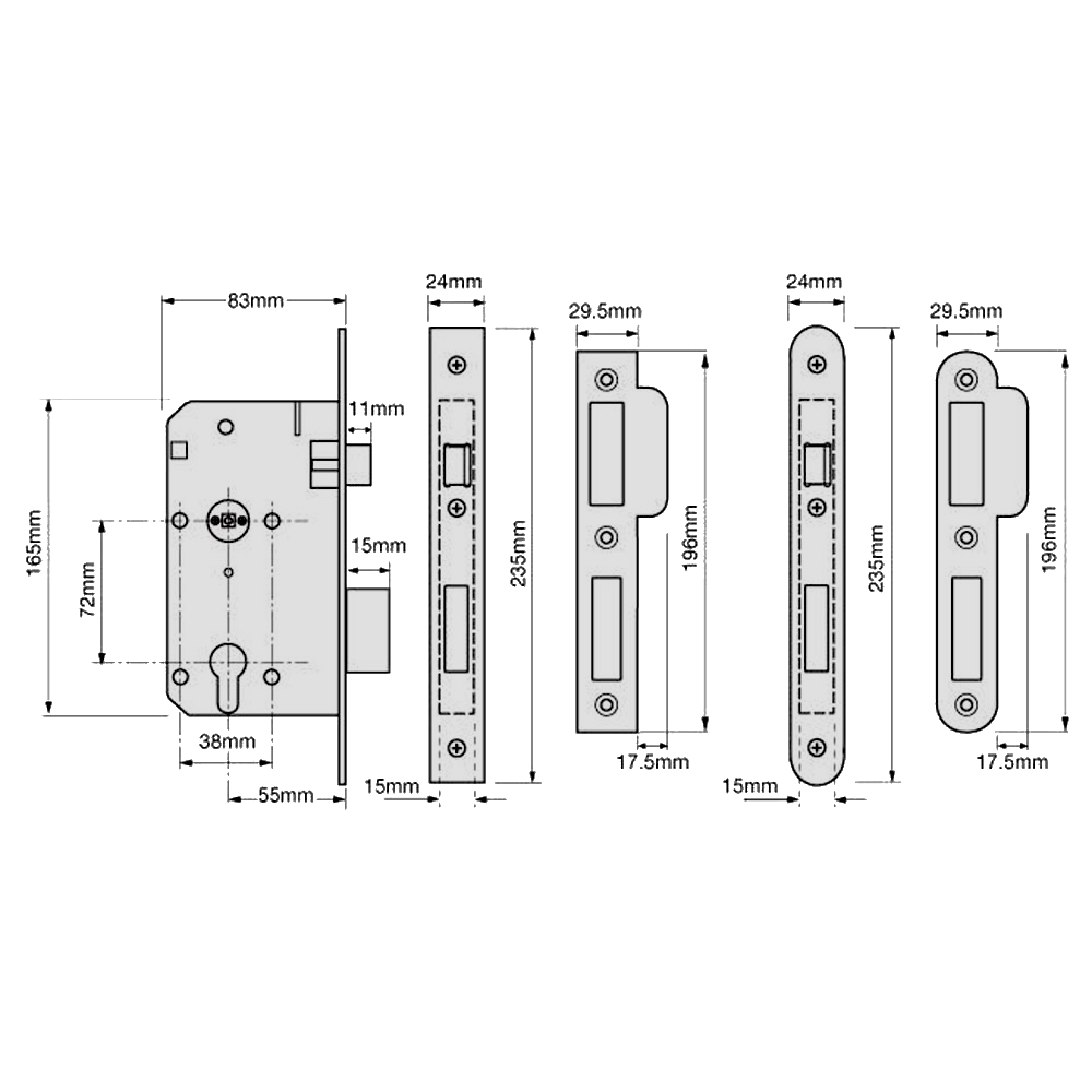 UNION JL2C26 DIN Euro Escape Sashlock