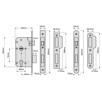 UNION JL2C26 DIN Euro Escape Sashlock