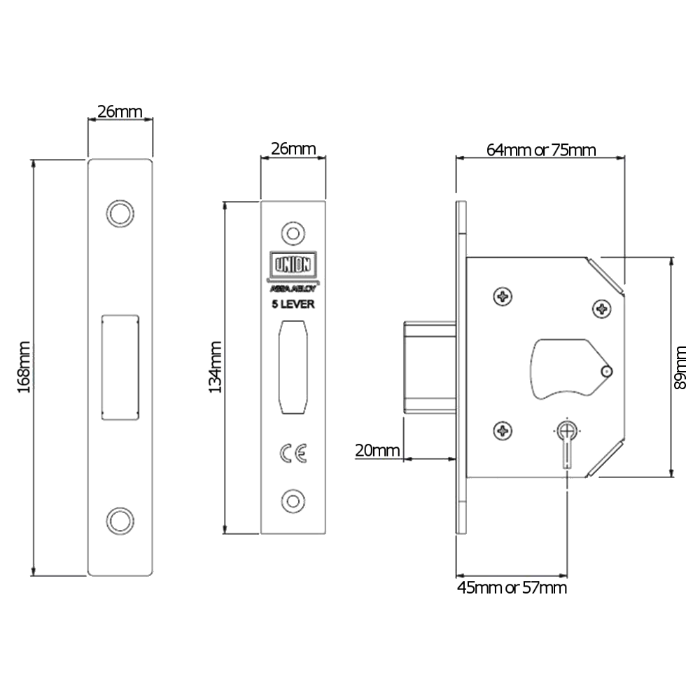 UNION J2105 StrongBOLT 5 Lever Deadlock