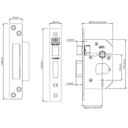 UNION J2203 StrongBOLT 3 Lever Sashlock