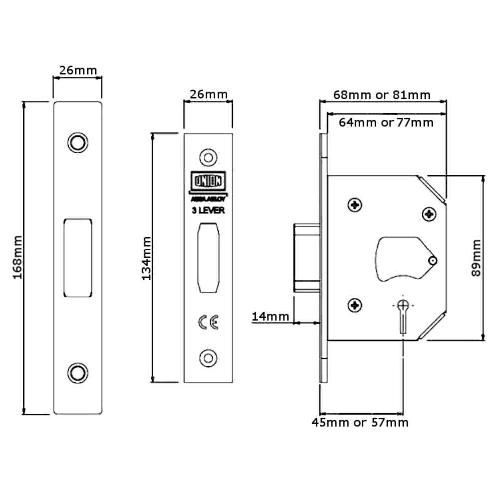 UNION J2103 StrongBOLT 3 Lever Deadlock