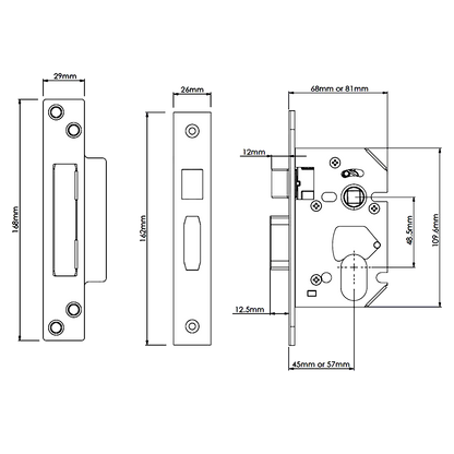 UNION JL22OVS StrongBOLT Oval Sashcase