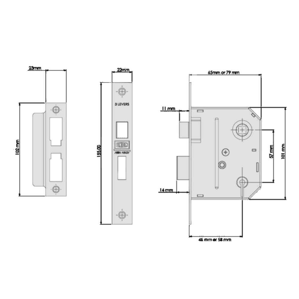 UNION J-ES-SL Essential 3 Lever Sashlock
