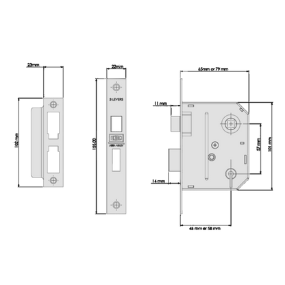 UNION J-ES-SL Essential 3 Lever Sashlock