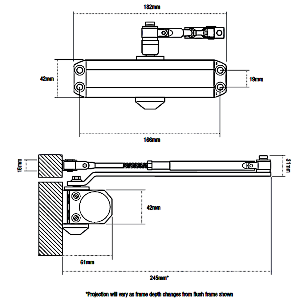 Union CE3F Size 3 Overhead Door Closer