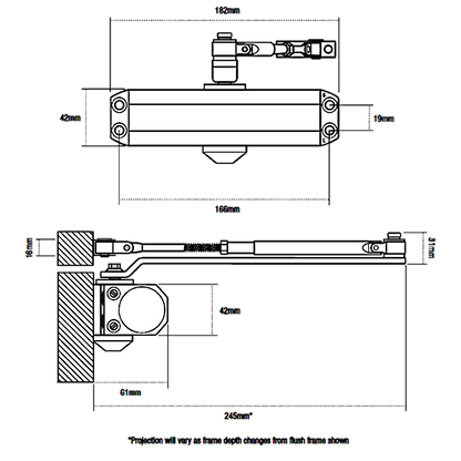 Union CE3F Size 3 Overhead Door Closer