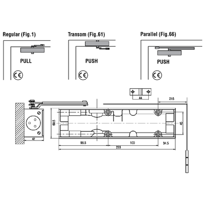 UNION CE24V Size 2-4 Door Closer