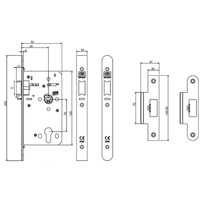 UNION 60mm HD72 Deadlocking Mortice Nightlatch