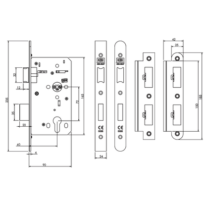UNION 60mm HD72 Mortice Escape Sash Lock