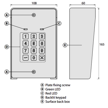 VIDEX 8901/S Keypad Surface Mounted 3 Code 3 Way Illuminated With Rainshield