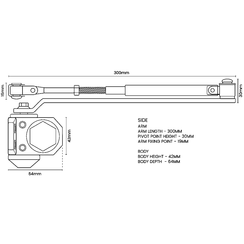 ASEC Vital Size 3 Overhead Door Closer