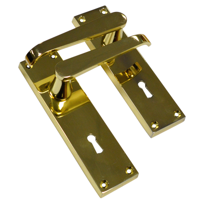 ASEC Vital Victorian Plate Mounted Straight Lever Furniture 150mm Lock - Polished Brass