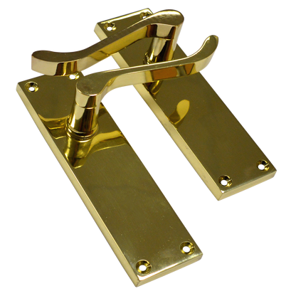 ASEC Vital Victorian Plate Mounted Scroll Lever Furniture 100mm Latch - Polished Brass