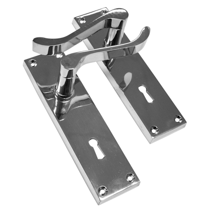 ASEC Vital Victorian Plate Mounted Scroll Lever Furniture 150mm Lock - Chrome Plated