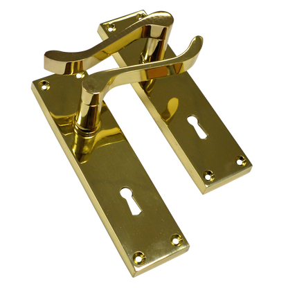 ASEC Vital Victorian Plate Mounted Scroll Lever Furniture 150mm Lock - Polished Brass