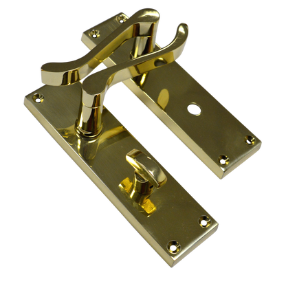 ASEC Vital Victorian Plate Mounted Scroll Lever Furniture 150mm Bathroom - Polished Brass