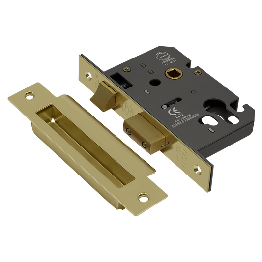ASEC Vital Mortice Euro Sashcase 65mm - Polished Brass