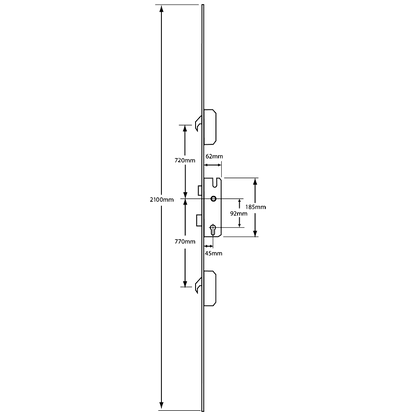 WINKHAUS Cobra Lever Operated Latch & Deadbolt Split Spindle - 2 Hook