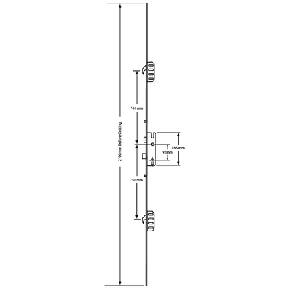 WINKHAUS Cobra Lever Operated Latch & Deadbolt Split Spindle - 2 Hook 2 Roller