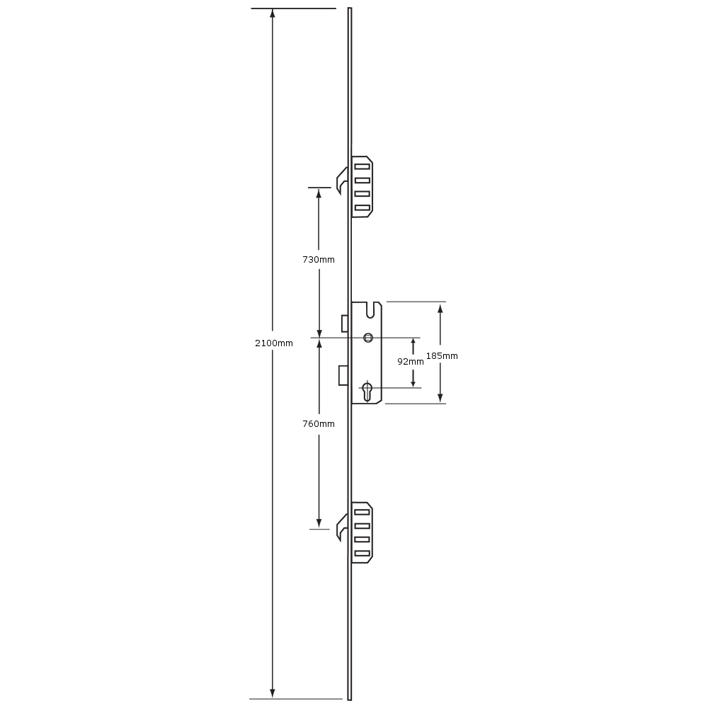 WINKHAUS Cobra Lever Operated Latch & Deadbolt Split Spindle 20mm Flat - 2 Hook