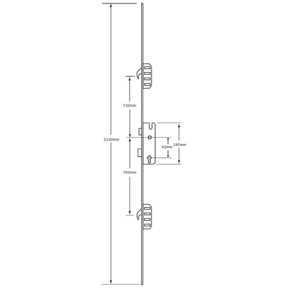 WINKHAUS Cobra Lever Operated Latch & Deadbolt Split Spindle 20mm Flat - 2 Hook