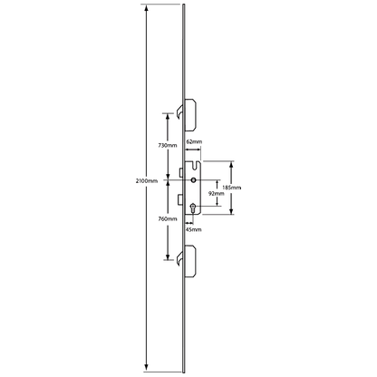 WINKHAUS Cobra Keywind Latch & Deadbolt 16mm Flat Single Spindle - 2 Hook