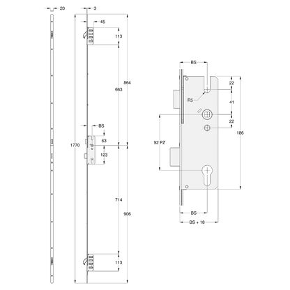 WINKHAUS STV Trulock 20mm Radius Faceplate Split Spindle 2 Hooks