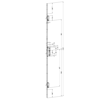 WINKHAUS AV4-F2060 Auto Locking Latch & Deadbolt 20mm Square 2105mm Length 2 Hook