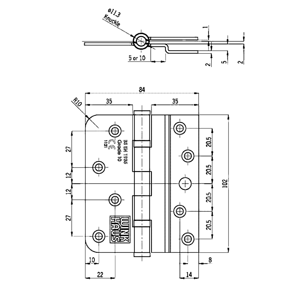 WINKHAUS Ecoframe Composite Door Hinge With 10mm Step