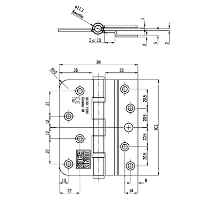 WINKHAUS Ecoframe Composite Door Hinge With 10mm Step