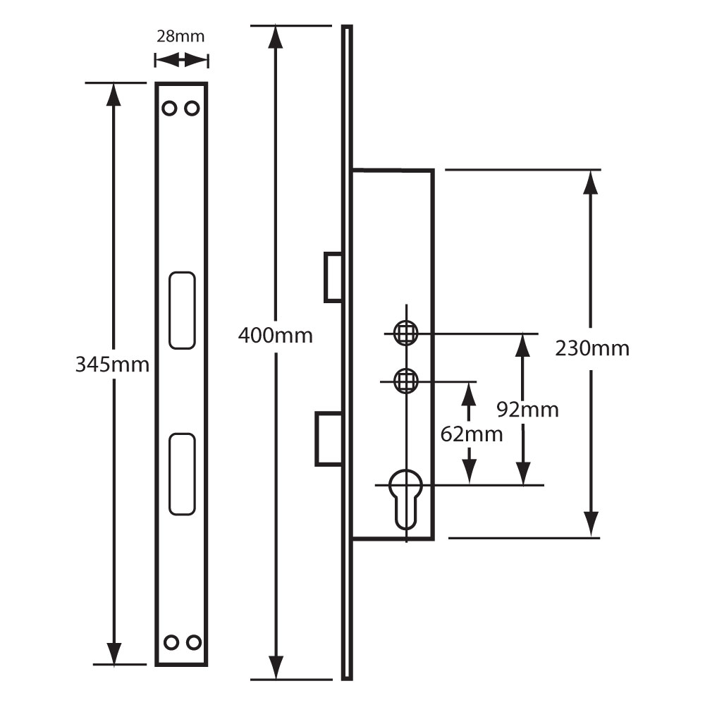 YALE Doormaster Lever Operated Latch & Deadbolt 16mm Twin Spindle Overnight Lock To Suit Lockmaster
